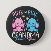 Rosa oder blaue Oma Lieben Sie Elephant Baby Round Button (Vorderseite)