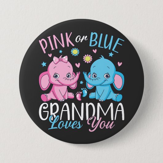 Rosa oder blaue Oma Lieben Sie Elephant Baby Round Button (Vorderseite)