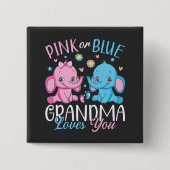 Rosa oder blaue Oma Lieben Sie Elephant Baby Squar Button (Vorderseite)