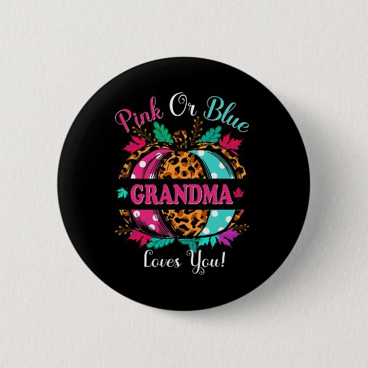 Rosa oder blaue Oma Lieben Sie Leopard Pumpkin Fal Button (Vorderseite)