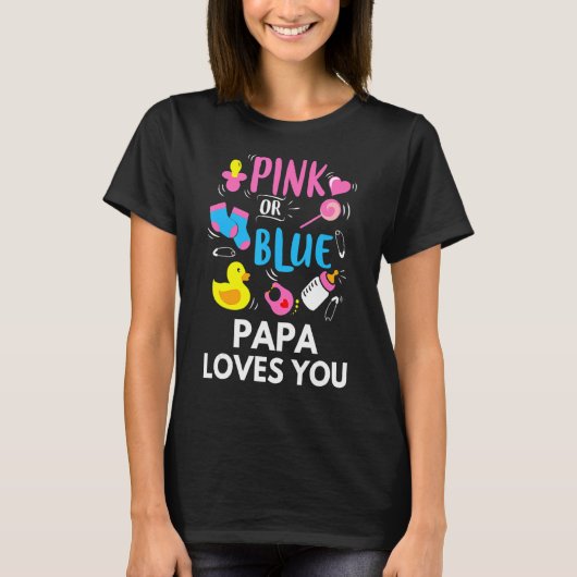 Rosa oder blaue Papa-Lieben Sie Geschlecht zeigen T-Shirt (Vorderseite)