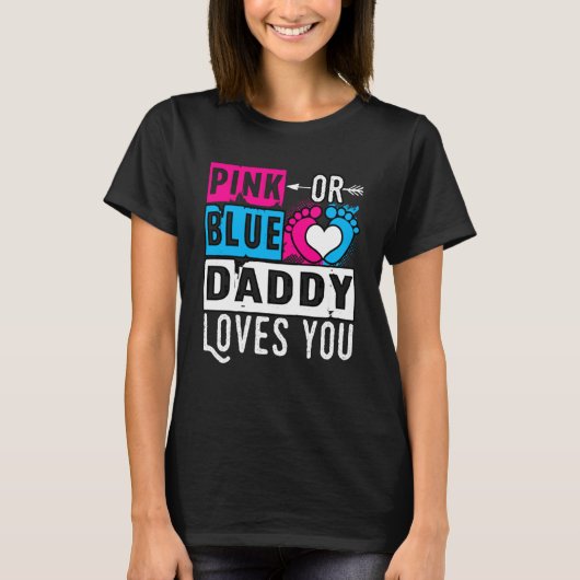 Rosa oder blaue Papa Lieben Sie Schwangerschaft An T-Shirt (Vorderseite)
