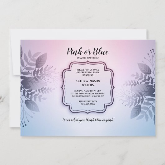 Rosa oder blaue Party Einladung (Vorderseite)