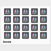 Rosa oder blaue Pop Lieben Sie Elephant Baby Quadratischer Aufkleber (Blatt)