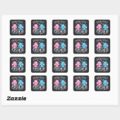 Rosa oder blaue Schwänze Lieben Elephant Baby Quadratischer Aufkleber (Blatt)