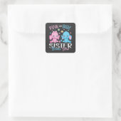 Rosa oder blaue Schwänze Lieben Elephant Baby Quadratischer Aufkleber (Tasche)