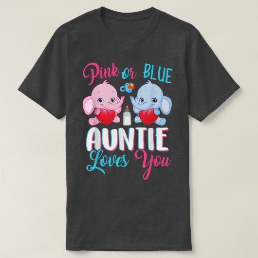 Rosa oder blaue Tantchen Lieben Sie Elefanten Baby T-Shirt (Design vorne)