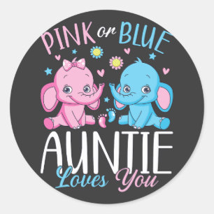 Rosa oder blaue Tantchen Lieben Sie Elephant Baby Runder Aufkleber