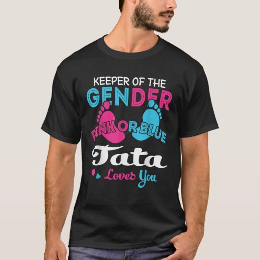 Rosa oder blaue Tata Lieben Sie Geschlecht zeigen T-Shirt (Vorderseite)