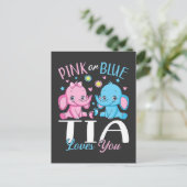 Rosa oder blaue Tia Lieben Sie Elephant Baby Postkarte (Stehend Vorderseite)