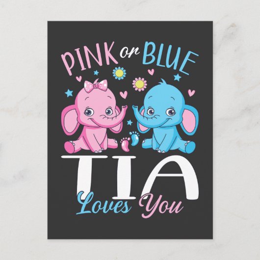 Rosa oder blaue Tia Lieben Sie Elephant Baby Postkarte (Vorderseite)