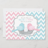 Rosa oder blaue Vögel und Zickzack Geschlecht Einladung (Vorderseite)