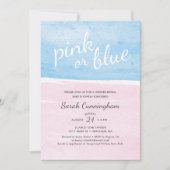 Rosa oder blaue Wasserfarbe Geschlecht zeigt Babyd Einladung (Vorderseite)