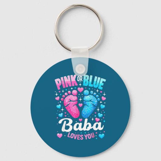 Rosa oder blauer Baba liebt Geschlechtsenthüllung Schlüsselanhänger (Vorderseite)