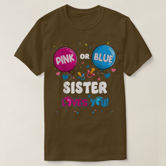 Rosa oder blauer Ballon Schwestern Lieben Sie Gesc T-Shirt (Design vorne)