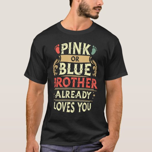 Rosa oder blauer Bruder bereits Lieben Sie Retro T-Shirt (Vorderseite)