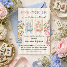 Rosa oder Blaues Florales Mahjong Geschlechtsenthü