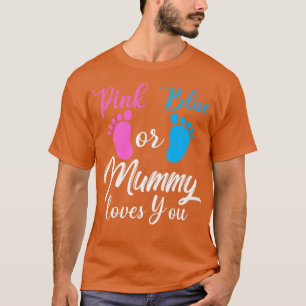 Rosa oder blaues Geschlecht bei schwangeren Mummy- T-Shirt