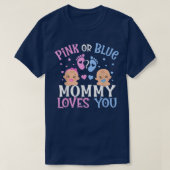 Rosa oder blaues Geschlecht zeigen Mami-Mama Liebe T-Shirt (Design vorne)