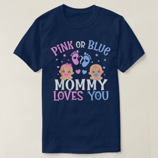 Rosa oder blaues Geschlecht zeigen Mami-Mama Liebe T-Shirt (Design vorne)