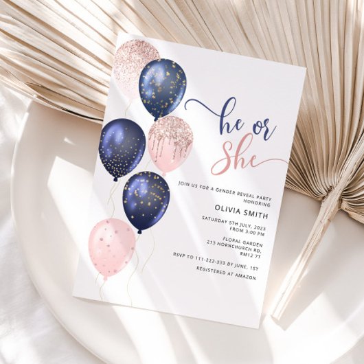 Rosa oder blaues Grüngeschlecht Einladung