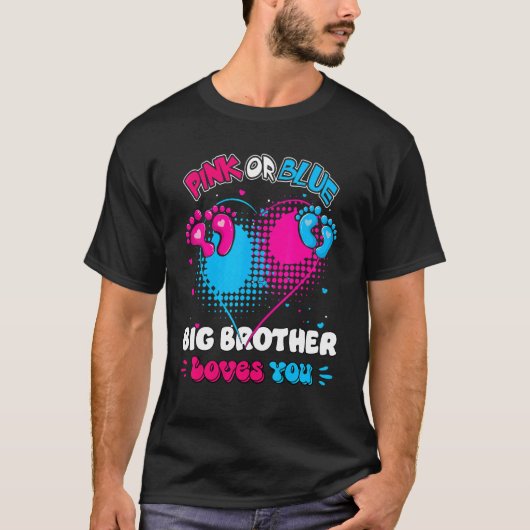 Rosa oder blaues Herz Big Brother Lieben Sie Dusch T-Shirt (Vorderseite)