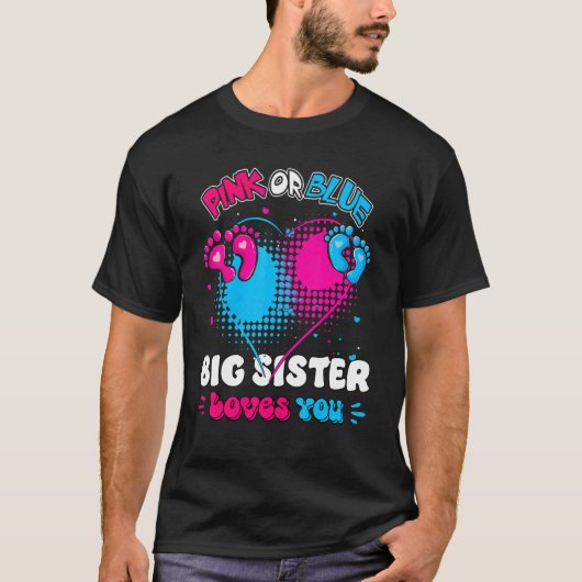 Rosa oder blaues Herz Big Brother Lieben Sie Dusch T-Shirt (Vorderseite)