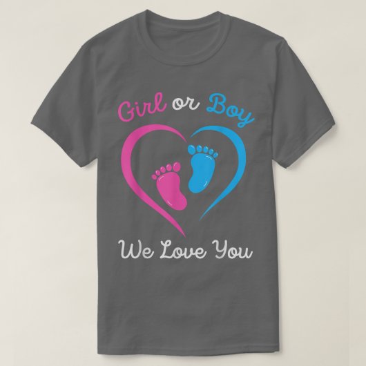 Rosa oder blaues Mädchen oder Junge Wir Liebe Sie T-Shirt (Design vorne)