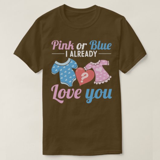 Rosa oder blaues Party Babydusche Geschlechtsverke T-Shirt (Design vorne)