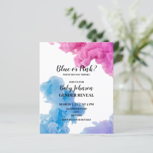 Rosa oder Blaues Rauchen - Einladung (Stehend Vorderseite)