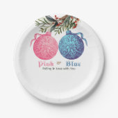Rosa oder blaues Winter Gender Reveal Party Pappteller (Vorderseite)