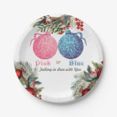 Rosa oder blaues Winter Gender Reveal Party Pappteller (Vorderseite)