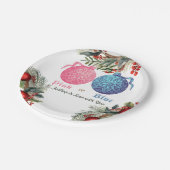 Rosa oder blaues Winter Gender Reveal Party Pappteller (Schrägansicht)