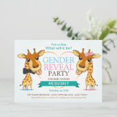 Rosa oder Blue Baby Giraffe Gender Reveal Party UA Einladung (Stehend Vorderseite)