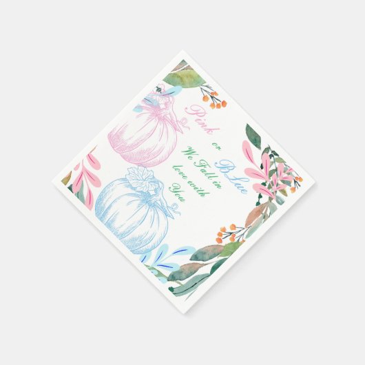 Rosa oder Blue Pumpki Gender Reveal Party Einladun Serviette (Ecke)