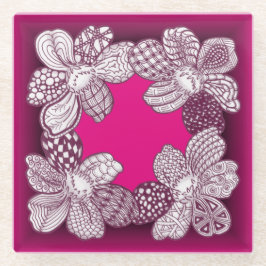 Rosa oder eine beliebige Blume für Farbdoodle Glasuntersetzer