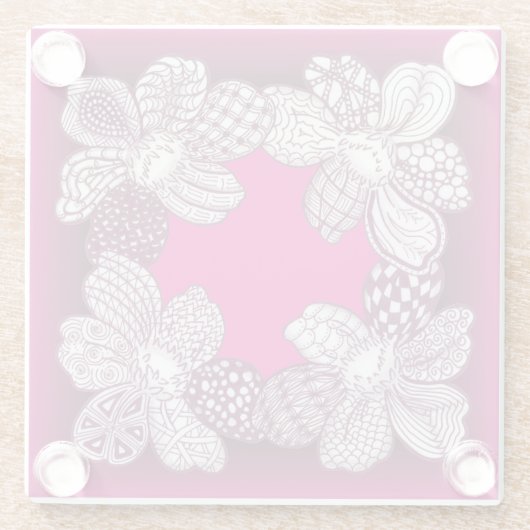 Rosa oder eine beliebige Blume für Farbdoodle Glasuntersetzer (Rückseite)