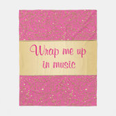 Rosa oder irgendeine Farb-und GoldMusiknoten-Decke Fleecedecke (Vorderseite)