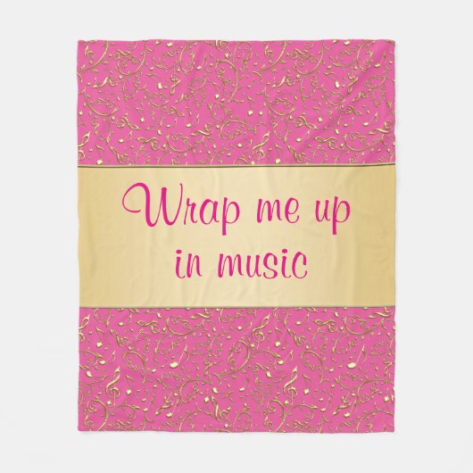Rosa oder irgendeine Farb-und GoldMusiknoten-Decke Fleecedecke (Vorderseite)