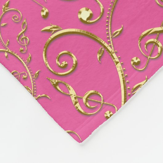 Rosa oder irgendeine Farb-und GoldMusiknoten-Decke Fleecedecke (Ecke)