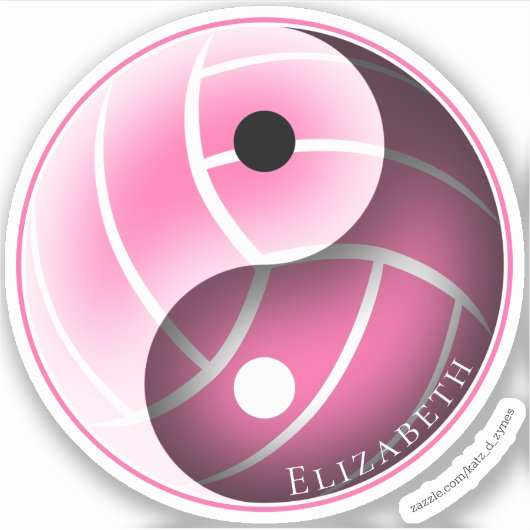 rosa oder JA-Farbyin-Yang-Volleyball personalisier Aufkleber (Vorderseite)