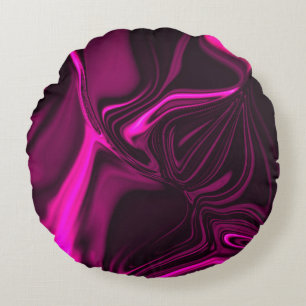 Rosa oder lila Kurven auf dunklem lila Hintergrund Rundes Kissen