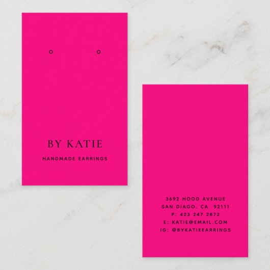 Rosa Ohrring-Display-Karten für die Verpackung Visitenkarte (Vorne/Hinten)