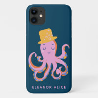 Rosa Oktopus Quirky Tanzen Tier Personalisiert