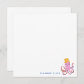 Rosa Oktopus Quirky Tanzen Tier Personalisiert Mitteilungskarte (Vorne/Hinten)