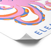Rosa Oktopus Quirky Tanzen Tier Personalisiert Poster (Ecke)
