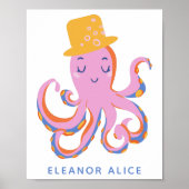 Rosa Oktopus Quirky Tanzen Tier Personalisiert Poster (Vorne)