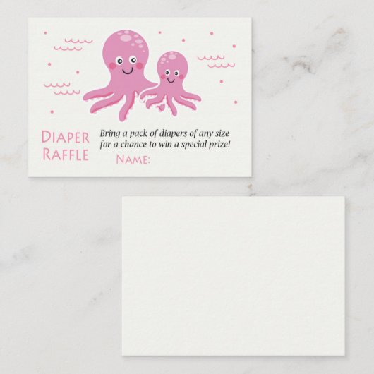 Rosa Oktopus Windeln Raffeleintritte Platzkarte (Vorne/Hinten)