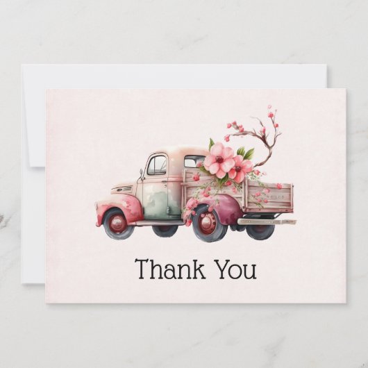 Rosa Oldtimer-Bauer-LKW Danke (Vorderseite)