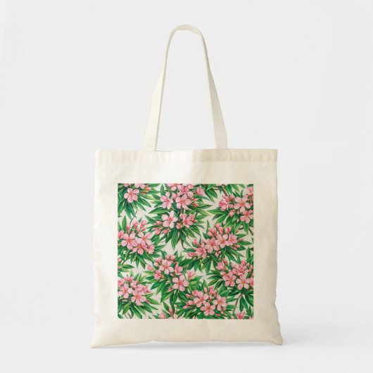 Rosa Oleander Blumen Botanisches Muster Tragetasche (Vorne)